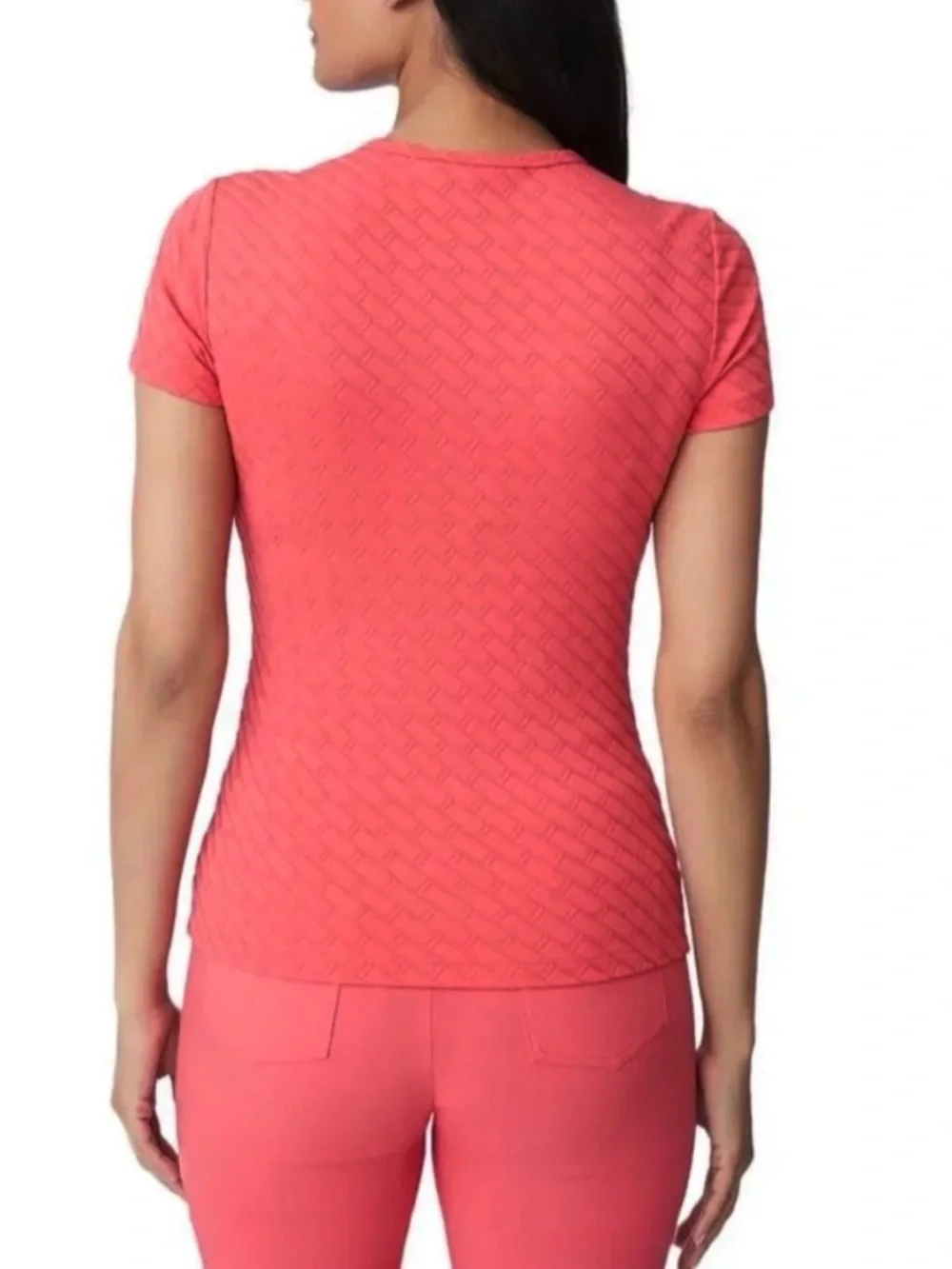 J. McLaughlin Coral Quilted Allie Short Sleeve Tee Medium Coastal Summer - Picture 5 of 8